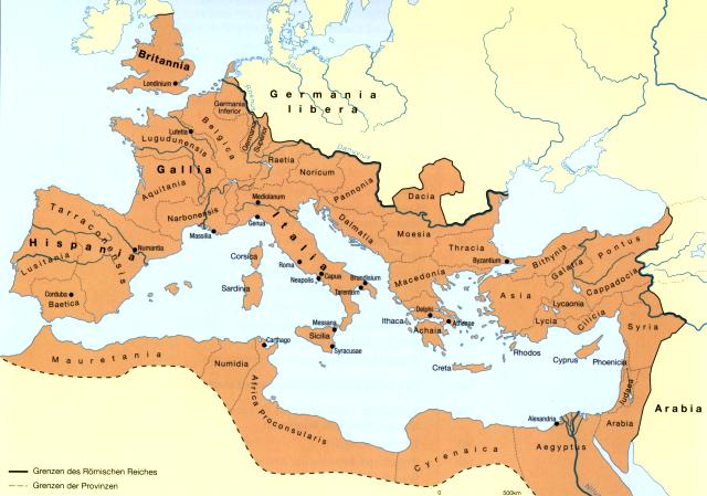 Karte des Imperium Romanum im 2. Jh.